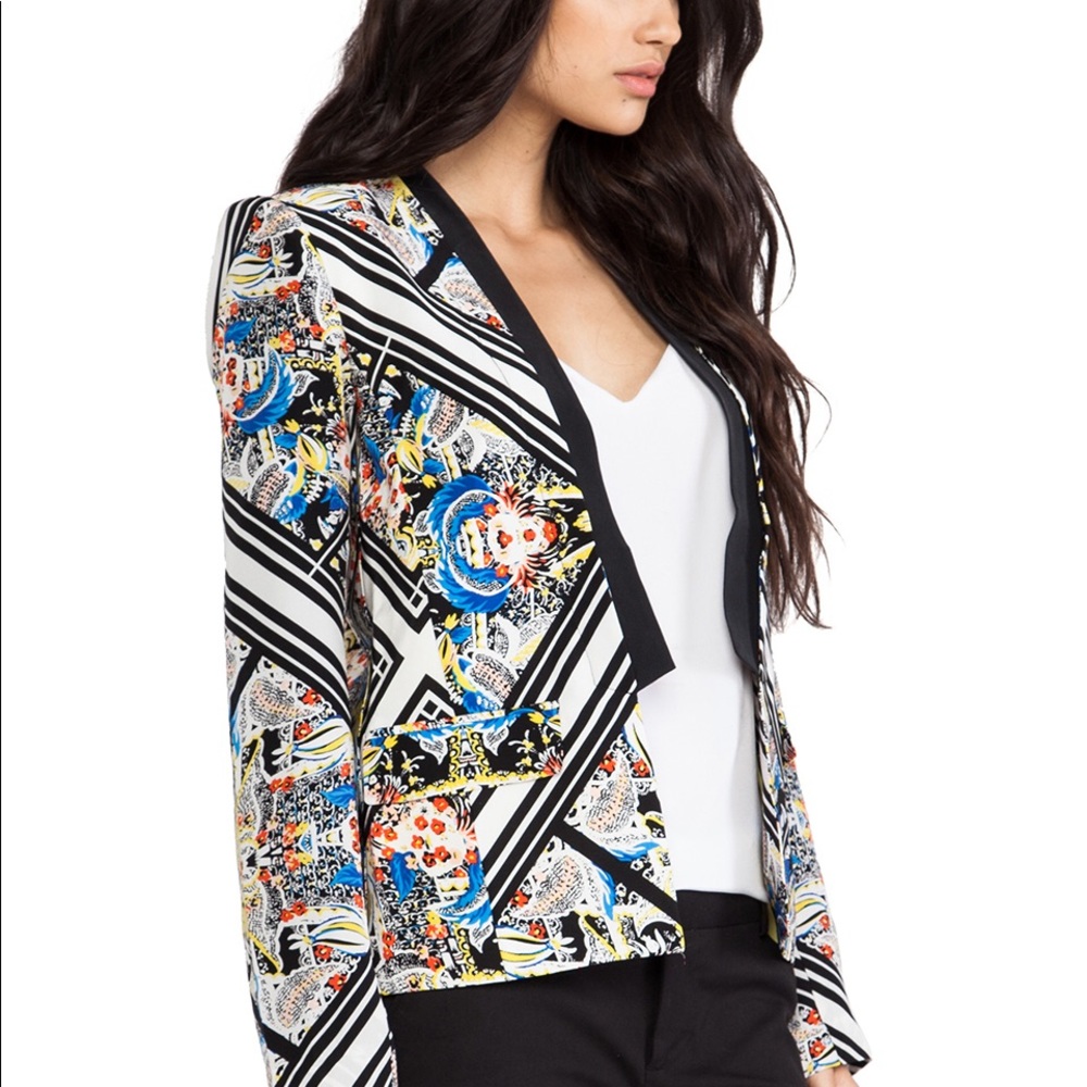 Cynthia Vincent Printed Tuxedo Blazer